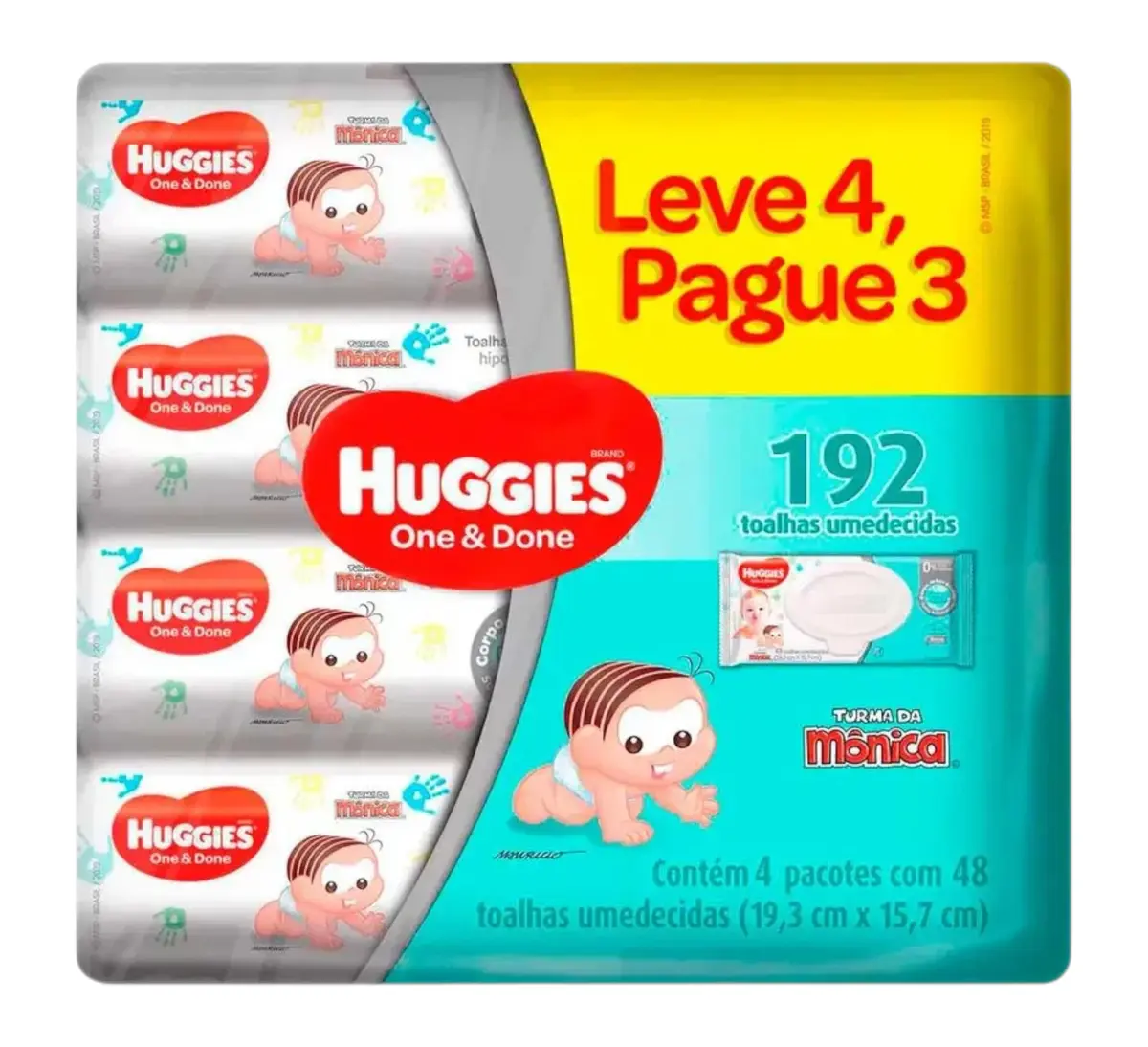 LENCOS UMEDECIDOS HUGGIES ONE & DONE 192 UNIDADES