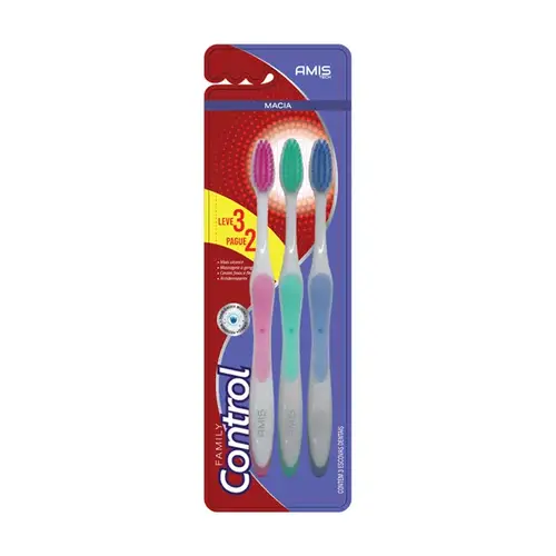 ESCOVA DENTAL AMIS TECH FAMILY CONTROL MACIA LEVE 3 PAGUE 2 (COD:EL-135A)