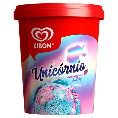 KIBON SORVETE UNICORNIO MORANGO COM CHANTILLY 800ML