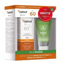 KIT EPISOL PROTETOR SOLAR FACIAL FPS60 60GR + SABONETE EPIDAC OC 60ML