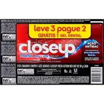 KIT CLOSE-UP CREME DENTAL RED HOT 3 UNIDADES 90GR