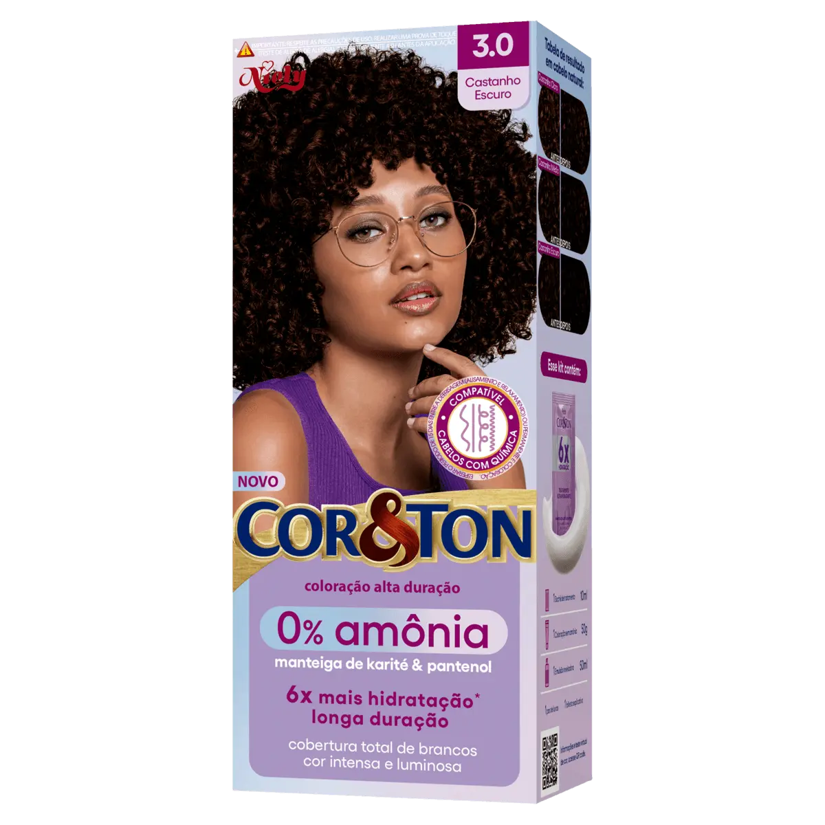 TINTURA COR&TON 3.0 SEM AMONIA CASTANHO ESCURO