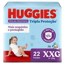 FRALDA HUGGIES RAPIDA ABSORCAO ROUPINHA TAMANHO XXG 22 UNIDADES