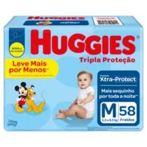 FRALDA HUGGIES TRIPLA PROTECAO TAMANHO M 58 UNIDADES