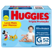 FRALDA HUGGIES TRIPLA PROTECAO TAMANHO G 52 UNIDADES