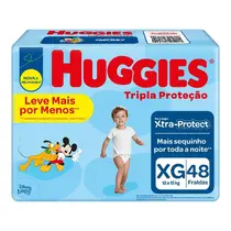 FRALDA HUGGIES TRIPLA PROTECAO TAMANHO XG 48 UNIDADES