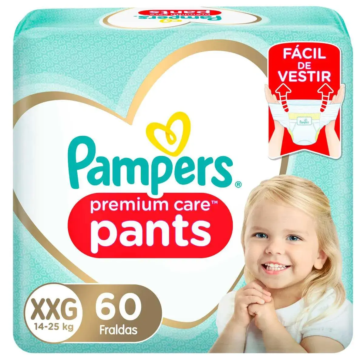 FRALDA PAMPERS PREMIUM CARE PANTS TAMANHO XXG 60 UNIDADES