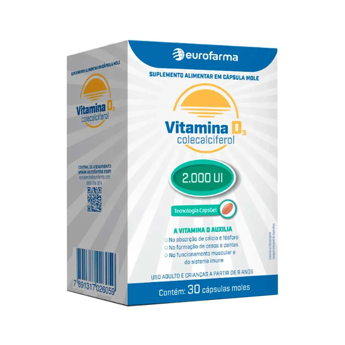 VITAMINA D 2000UI 30 CAPSULAS EUROFARMA COLECALCIFEROL