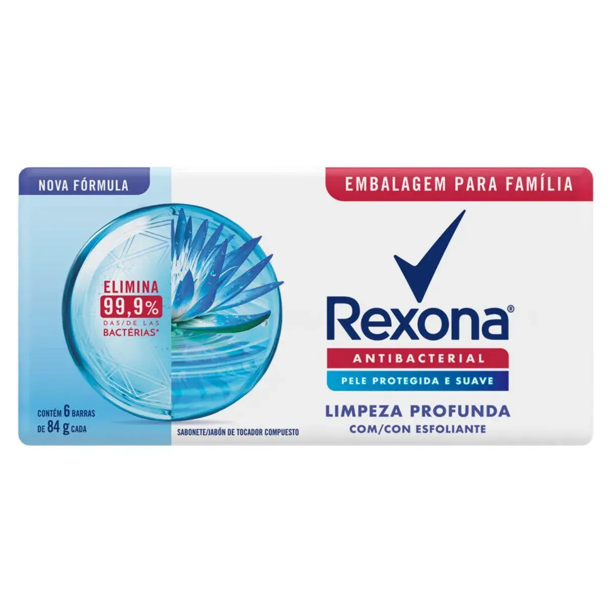 SABONETE REXONA ANTIBACTERIANO LIMPEZA PROFUNDA 6 UNIDADES 84GR