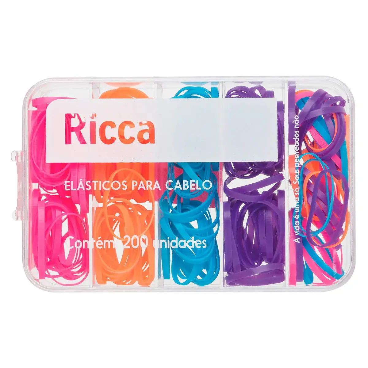 ELASTICO PARA CABELO RICCA COLORIDOS COM CASE 200 UNIDADES