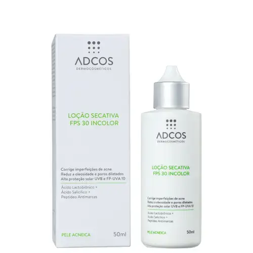 LOCAO SECATIVA ADCOS ACNE SOLUTION INCOLOR FPS30 50ML