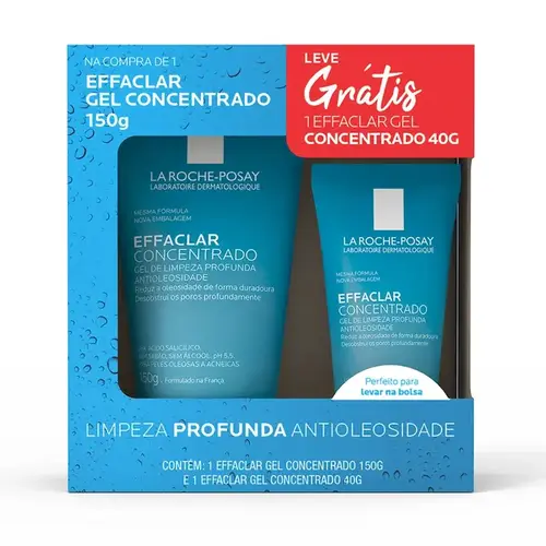 KIT EFFACLAR GEL DE LIMPEZA LA ROCHE POSAY CONCENTRADO 150GR + 50GR