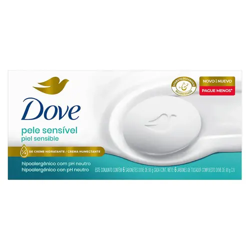 KIT SABONETE DOVE PELE SENSIVEL 90GR 6 UNIDADES