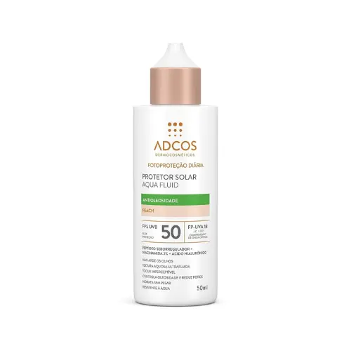 PROTETOR SOLAR ADCOS AQUA FLUID ANTIOLEOSIDADE PEACH FPS50 50ML