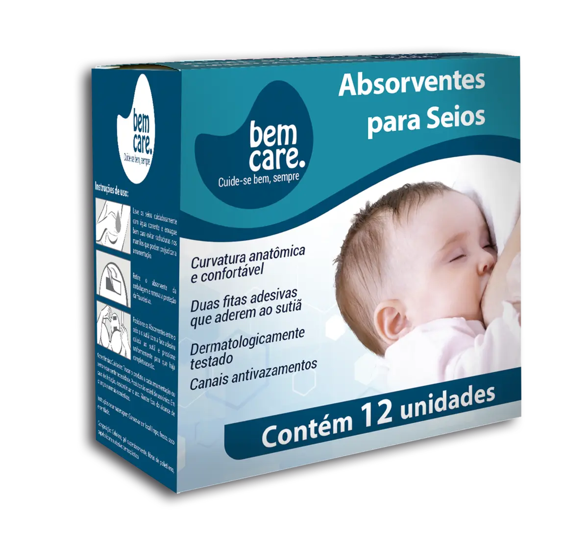 ABSORVENTE PARA SEIOS BEM CARE 12 UNIDADES