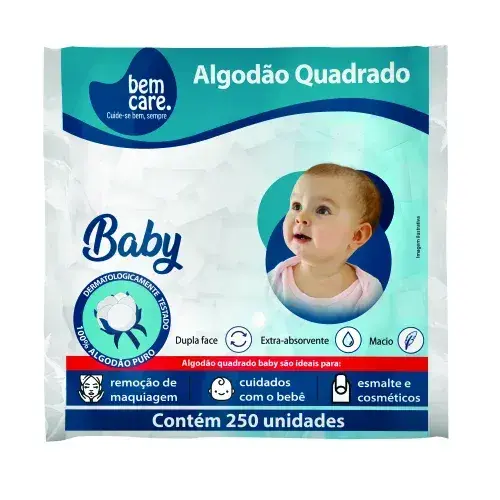 ALGODAO BEM CARE QUADRADINHO 250 UNIDADES