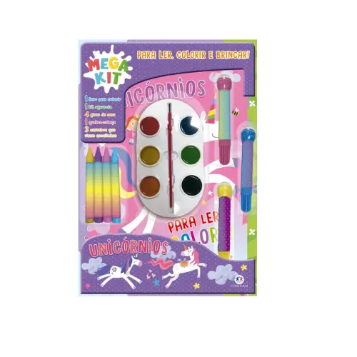 MEGA KIT UNICORNIOS LER COLORIR E BRINCAR