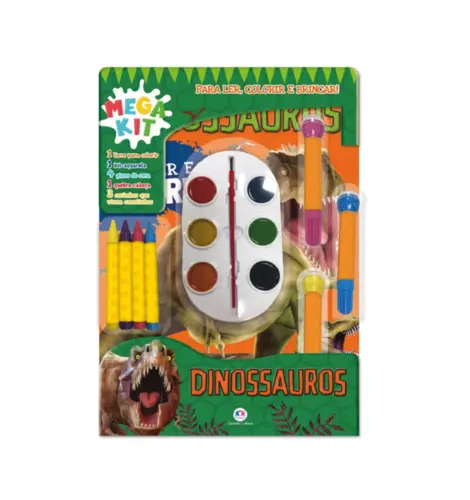 MEGA KIT DINOSSAUROS LER COLORIR E BRINCAR