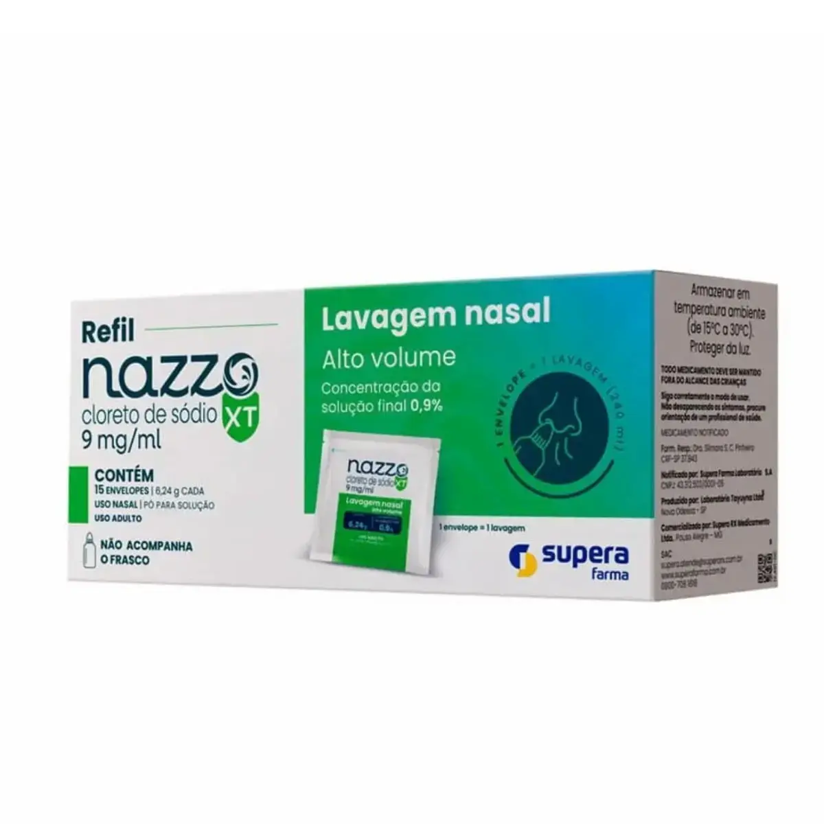 REFIL NAZZO XT 15 ENVELOPES SODIO CLORETO