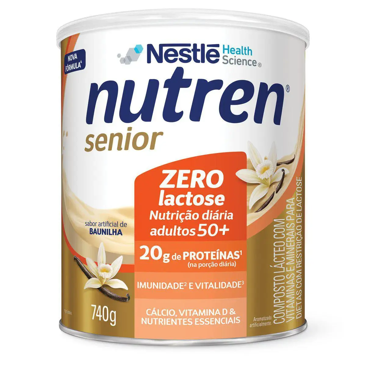 NUTREN SENIOR ZERO LACTOSE BAUNILHA 740GR