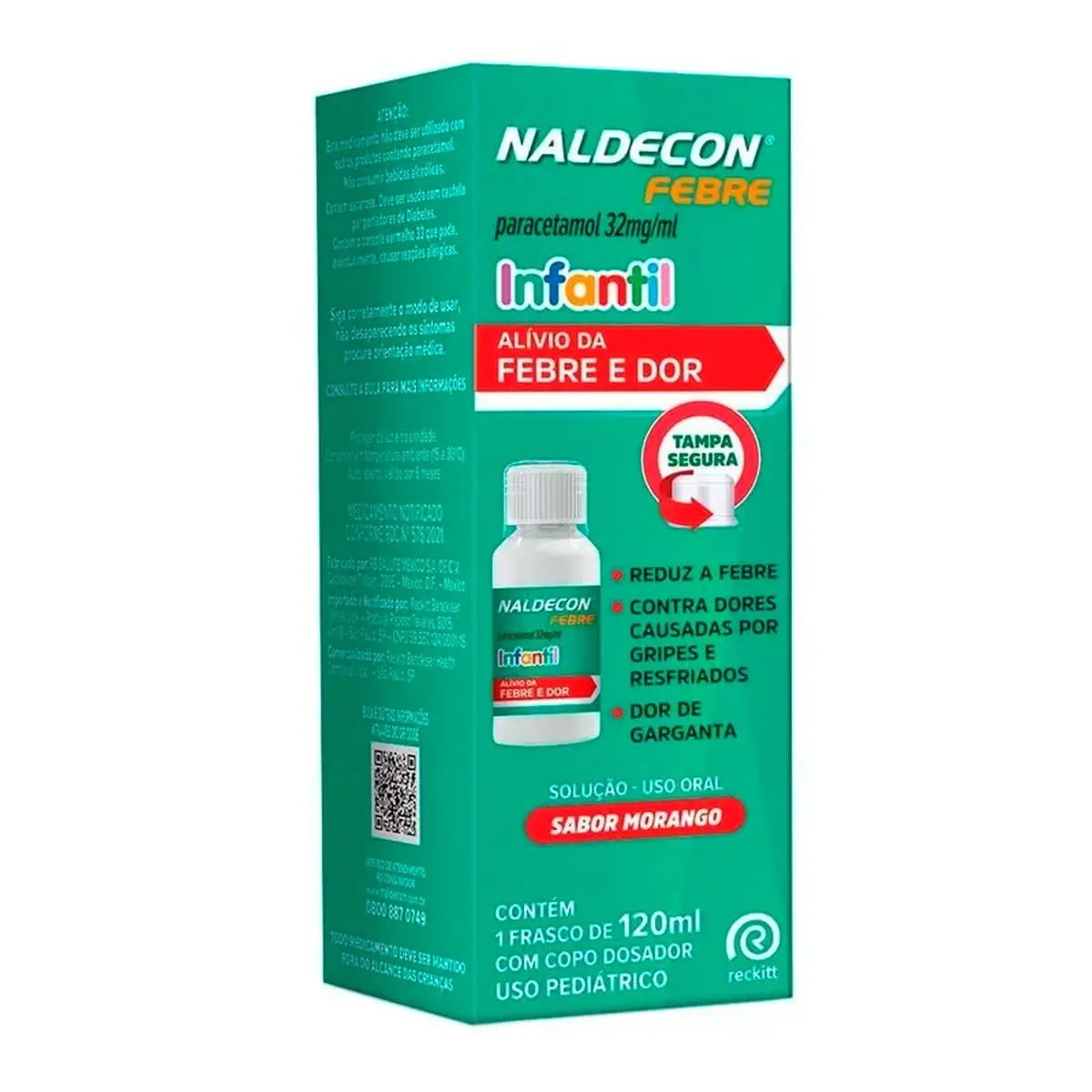 NALDECON FEBRE INFANTIL 32MG/ML 120ML MORANGO PARACETAMOL