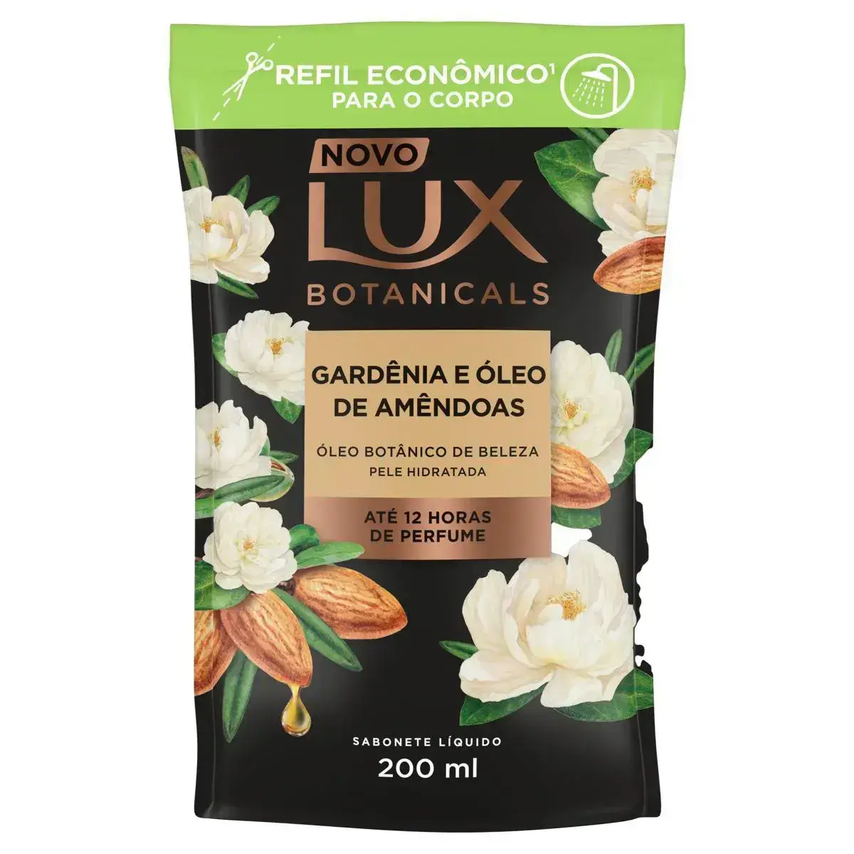 REFIL SABONETE LIQUIDO LUX BOTANICALS GARDENIA E OLEO DE AMENDOAS 200ML