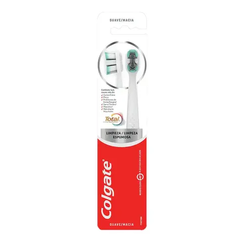ESCOVA DENTAL COLGATE TOTAL LIMPEZA ESPUMOSA 2 UNIDADES