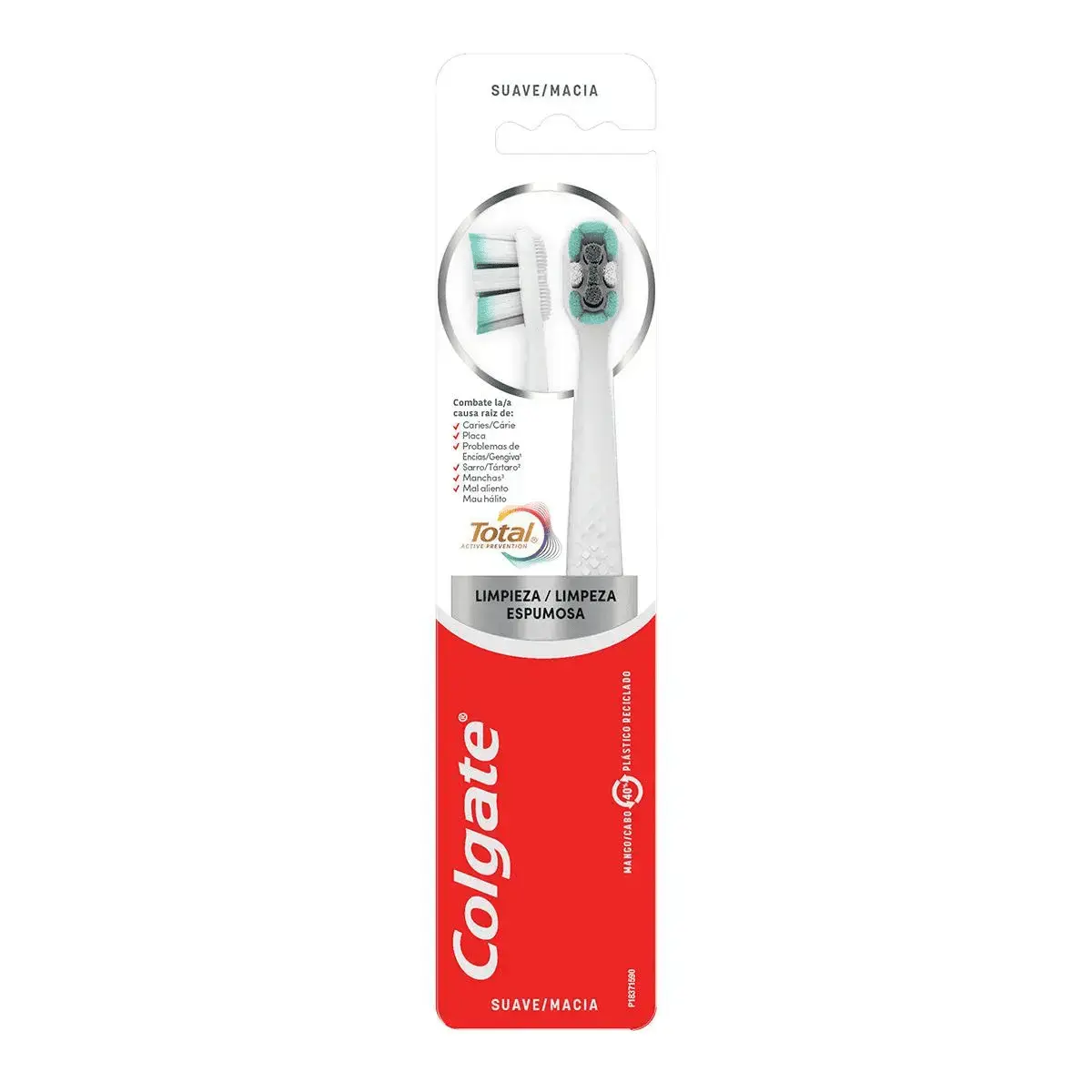 ESCOVA DENTAL COLGATE TOTAL LIMPEZA ESPUMOSA 2 UNIDADES
