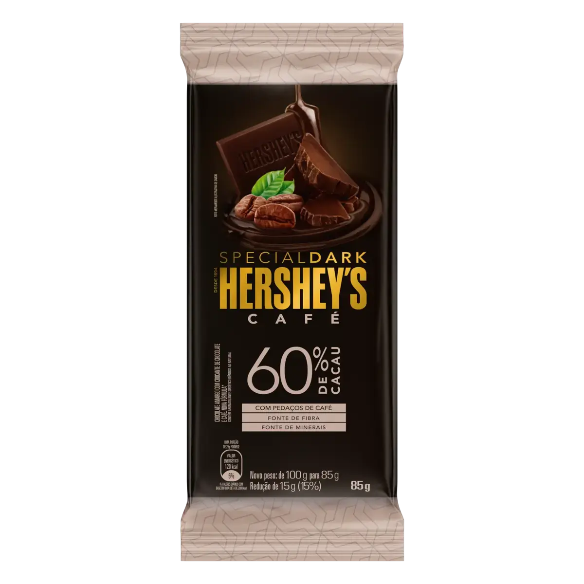 BARRA DE CHOCOLATE HERSHEYS SPECIAL DARK CAFE 60% 85GR