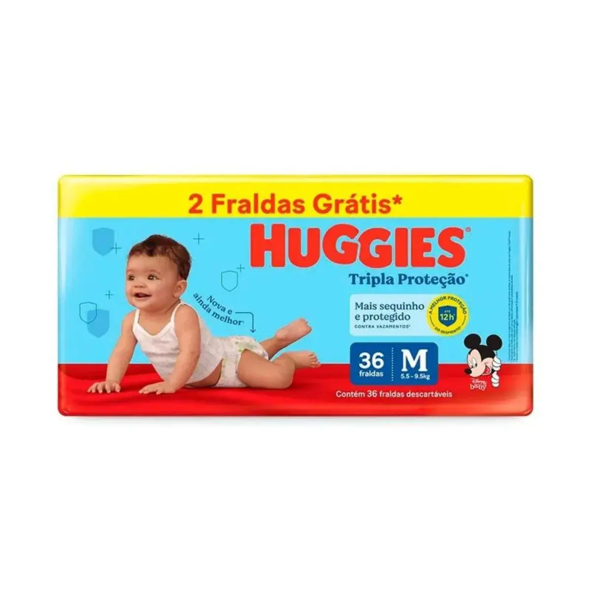 FRALDA HUGGIES RAPIDA ABSORCAO TAMANHO M 36 UNIDADES