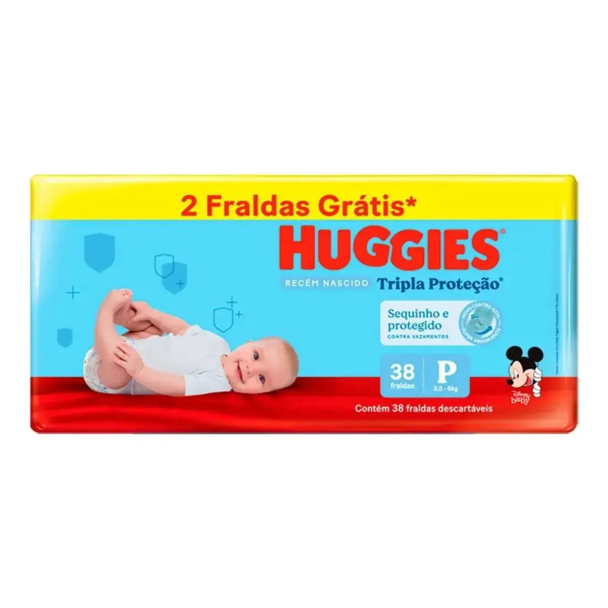 FRALDA HUGGIES RAPIDA ABSORCAO TAMANHO P 38 UNIDADES