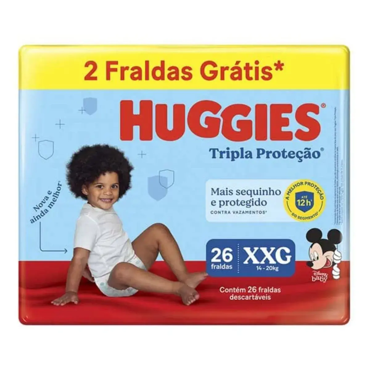 FRALDA HUGGIES RAPIDA ABSORCAO TAMANHO XXG 26 UNIDADES