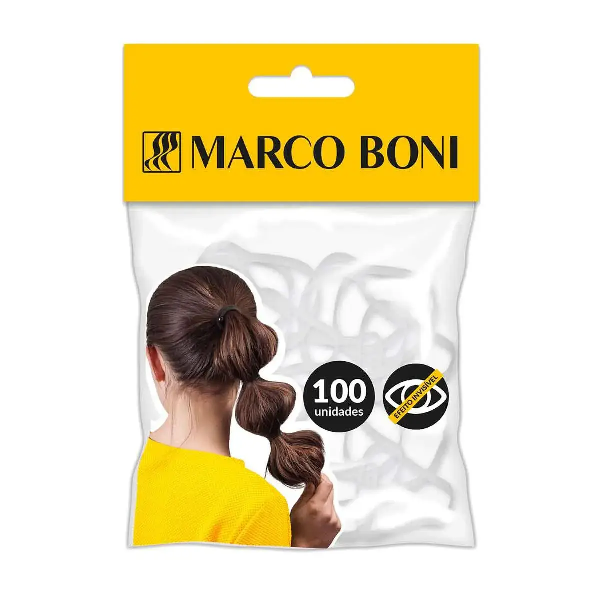ELASTICO PARA CABELO MARCO BONI PRETO 100 UNIDADES