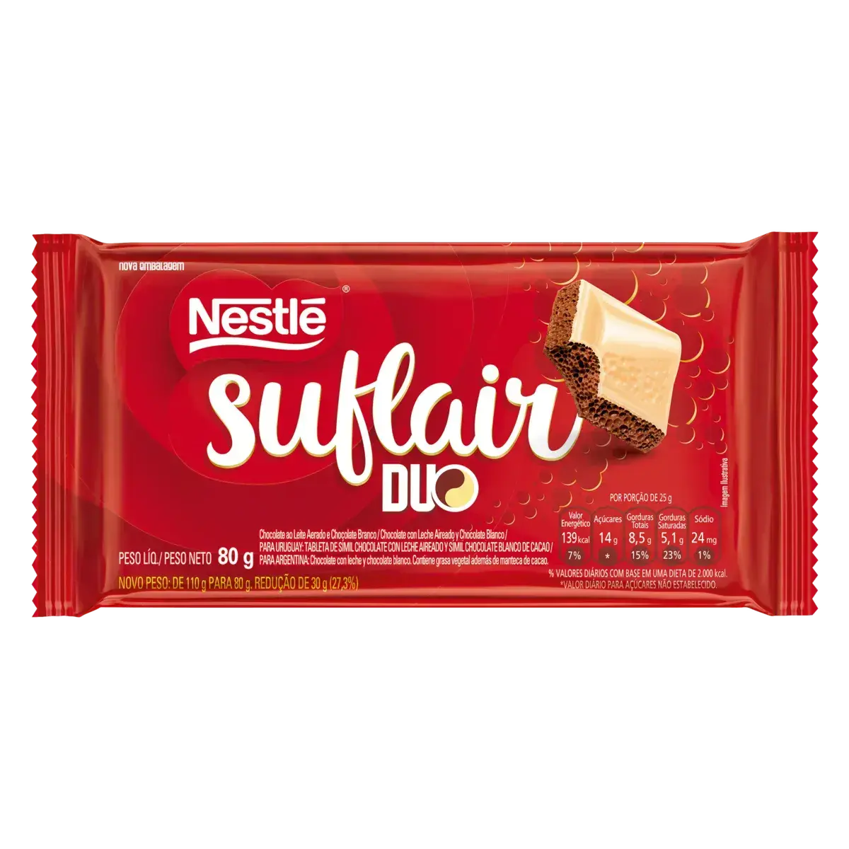 CHOCOLATE NESTLE SUFLAIR AO LEITE 80GR