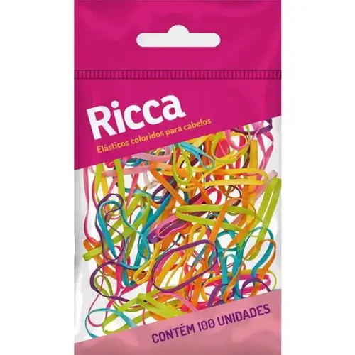 ELASTICO PARA CABELO RICCA COLORIDOS 100 UNIDADES