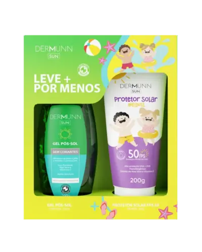 KIT DERMUNN PROTETOR SOLAR INFANTIL FPS50 200GR + GEL POS SOL