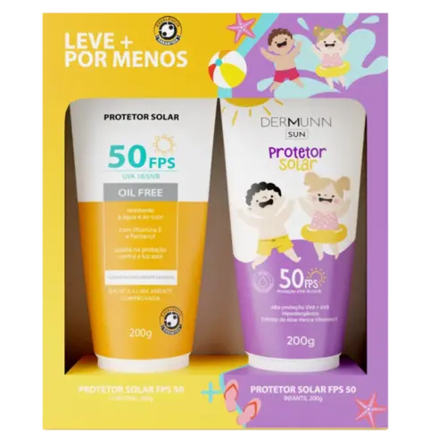 KIT DERMUNN PROTETOR SOLAR FPS50 200GR + PROTETOR SOLAR INFANTIL FPS50 200GR