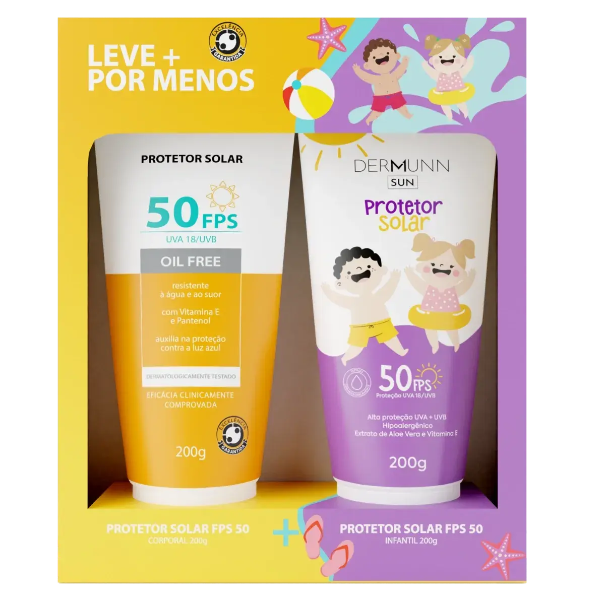 KIT DERMUNN PROTETOR SOLAR FPS50 200GR + PROTETOR SOLAR INFANTIL FPS50 200GR