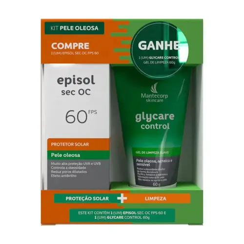 KIT EPISOL PROTETOR SOLAR FACIAL SEC OC FPS60 60GR + SABONETE GLYCARE CONTROL 60ML