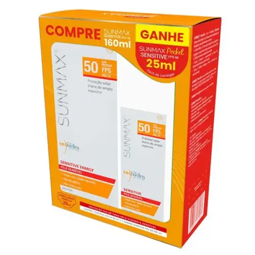 KIT SUNMAX SENSITIVE PROTETOR SOLAR FPS50 160ML + PROTETOR SOLAR FPS50 25ML