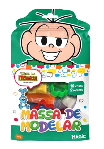 MASSA DE MODELAR TURMA DA MONICA VERDE 12 CORES