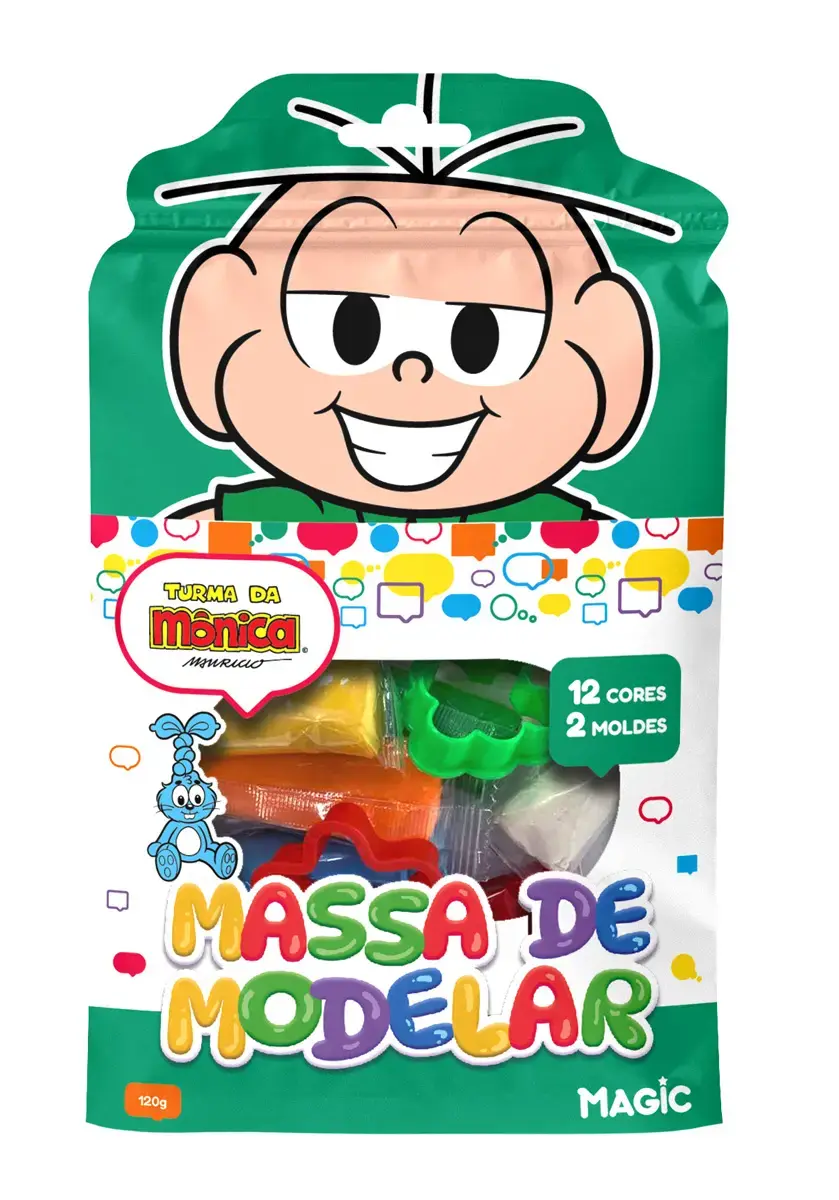 MASSA DE MODELAR TURMA DA MONICA VERDE 12 CORES