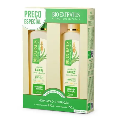 KIT BIO EXTRATUS BABOSA E MACADAMIA CACHOS SHAMPOO 250ML+CONDICIONADOR 250ML