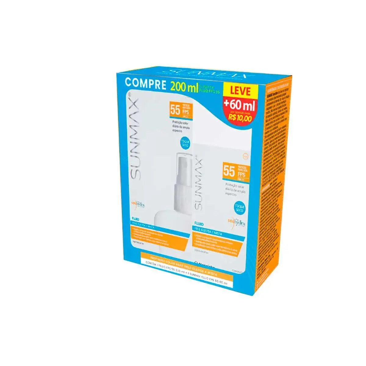 KIT SUNMAX FLUID PROTETOR SOLAR FPS55 200ML + PROTETOR SOLAR FPS55 60ML