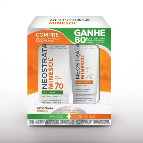 KIT PROTETOR SOLAR MINESOL FPS70 FACIAL 40GR+ CORPORAL120ML