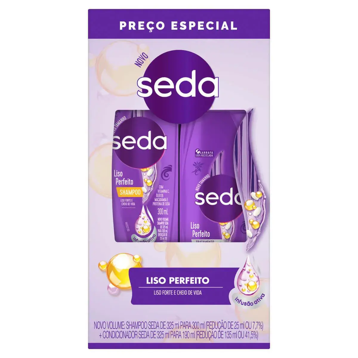 KIT SEDA LISO PERFEITO SHAMPOO 300ML + CONDICIONADOR 190ML