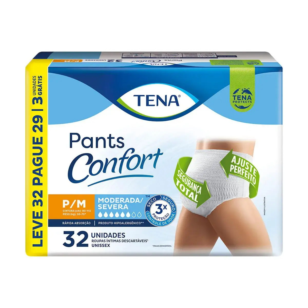 FRALDA GERIATRICA TENA PANTS CONFORT TAMANHO P/M 32 UNIDADES