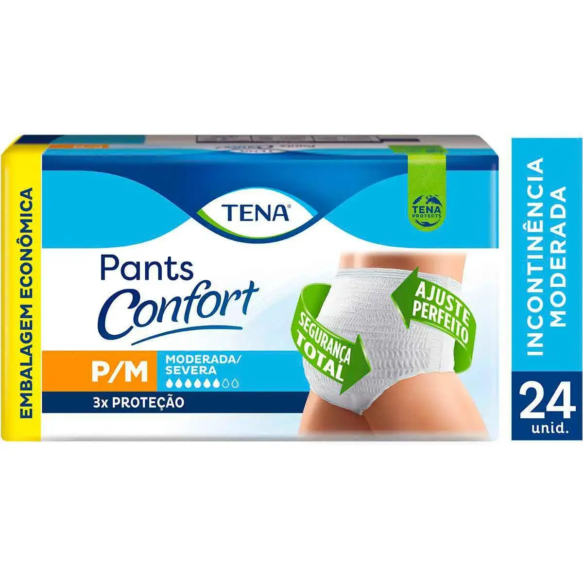 ROUPA INTIMA TENA PANTS CONFORT TAMANHO P/M 24 UNIDADES