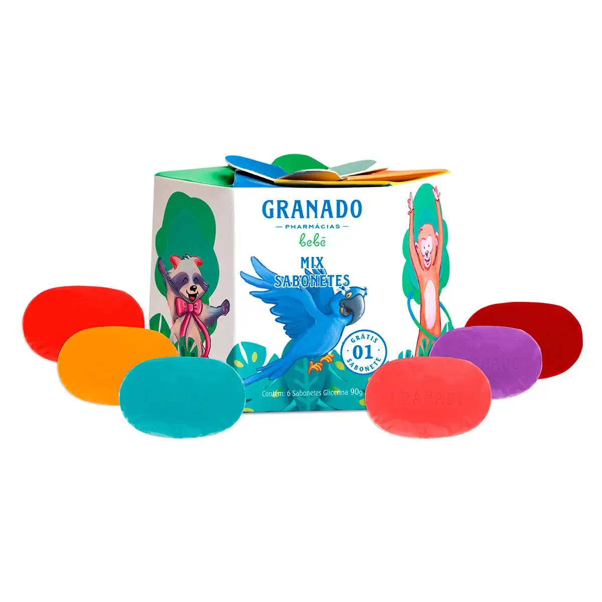 KIT SABONETES GRANADO BEBE MIX GLICERINA 90GR 6 UNIDADES