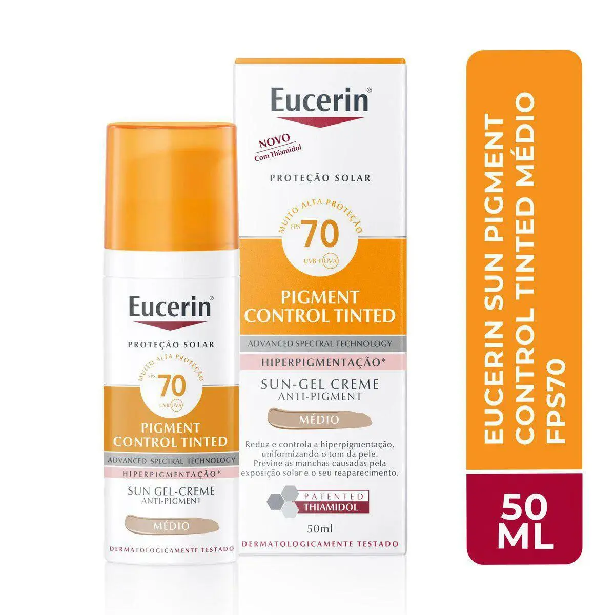 PROTETOR SOLAR EUCERIN PIGMENT CONTROL TINTED COR MEDIO FPS70 50ML